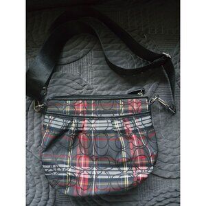 Coach Poppy Tartan Glitter Signature Print Crossbody Bag Purse